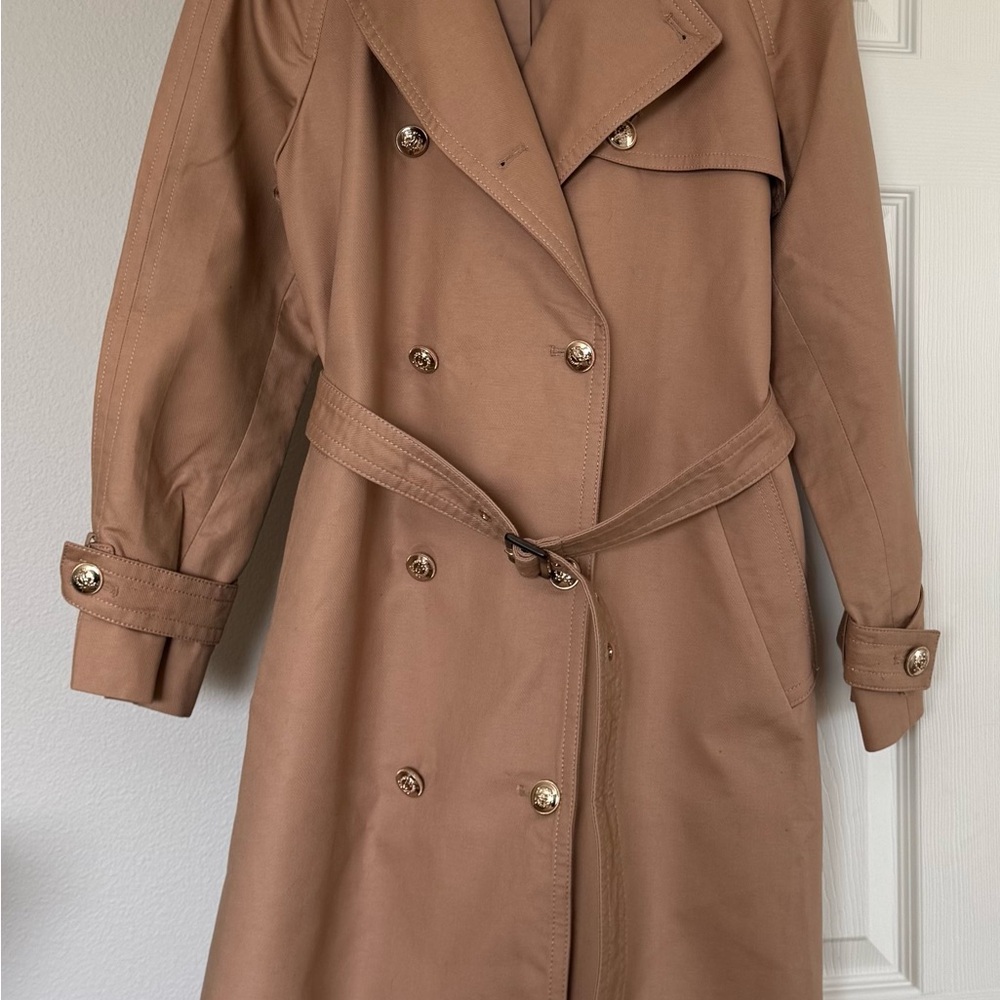Ann Taylor Camel Double-Breasted Trench Coat